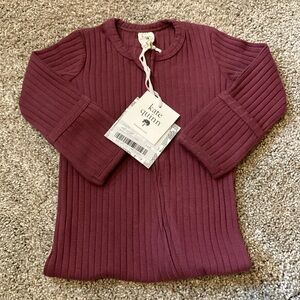 Kate Quinn Maroon One Piece with Ribbed Knit footies 3-6 months NWT